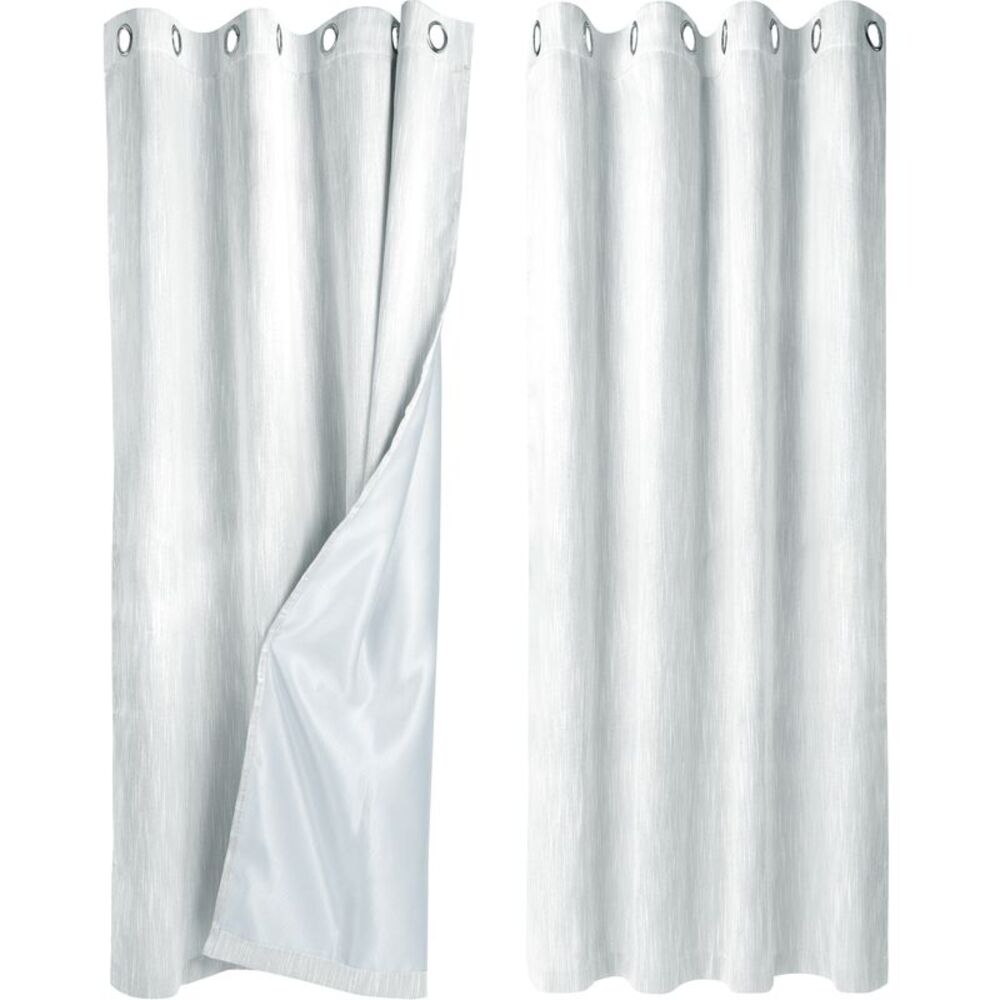 2 Panels Linen Look Blackout Curtains Gommet Top 52"W x 72"L Light Gray